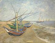 Vincent Van Gogh Fishing Boats on the Beach at Saintes-Maries (nn04) oil on canvas